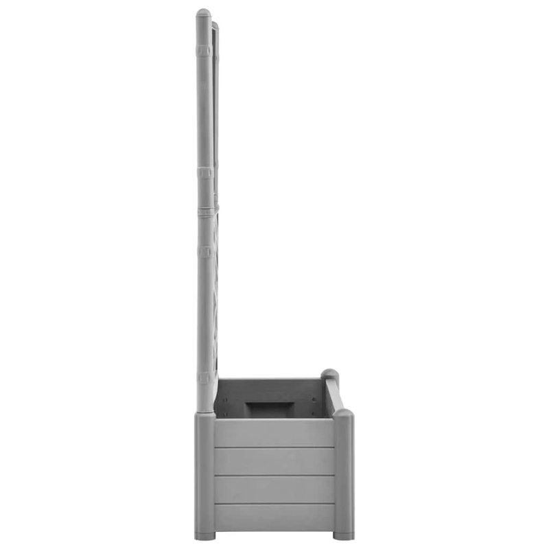 vidaXL dārza puķu kaste ar špaleru, 100x43x142 cm, akmens pelēka, PP