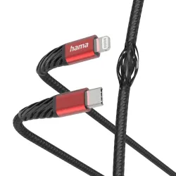 Hama 00201541 Extreme Charging Cable USB-C - Lightning 1.5m Nylon black-red