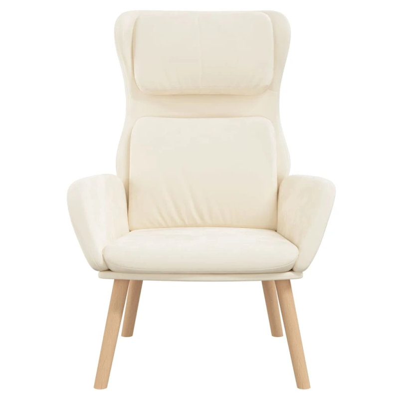 vidaXL atpūtas krēsls, krēmbalts samts