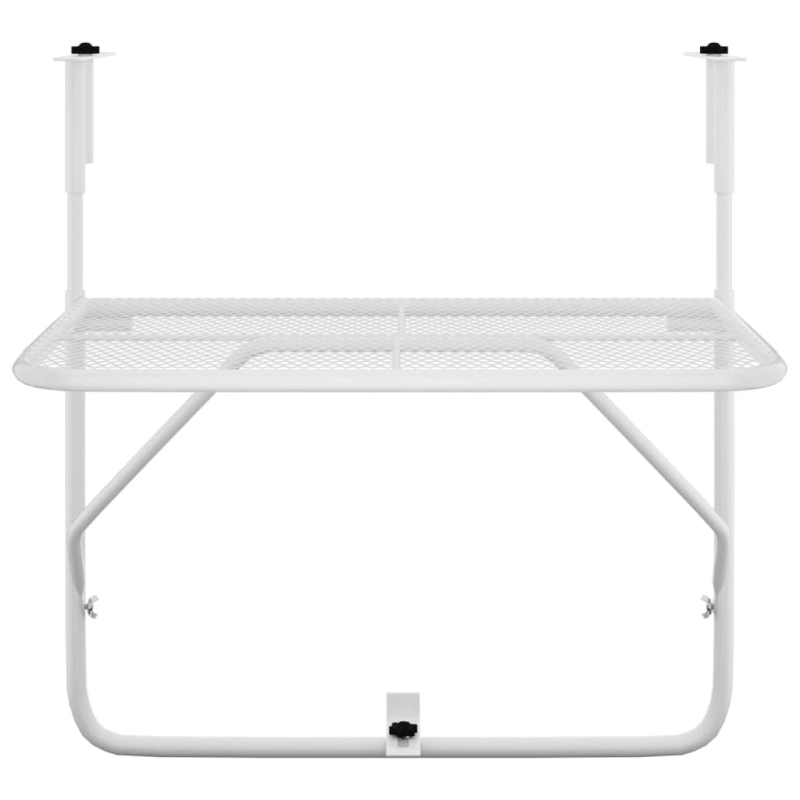 vidaXL balkona galdiņš, balts, 60x40 cm, tērauds