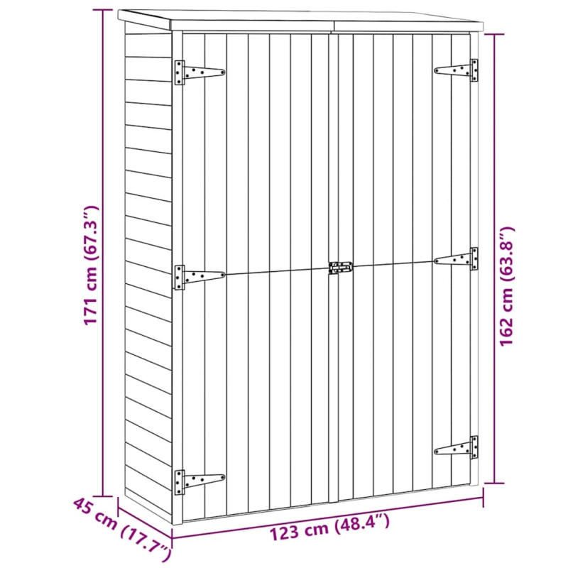 vidaXL dārza instrumentu šķūnis, 123x45x171 cm, impregnēta priede