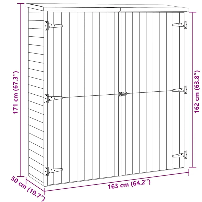 vidaXL dārza instrumentu šķūnis, 163x50x171 cm, priedes masīvkoks