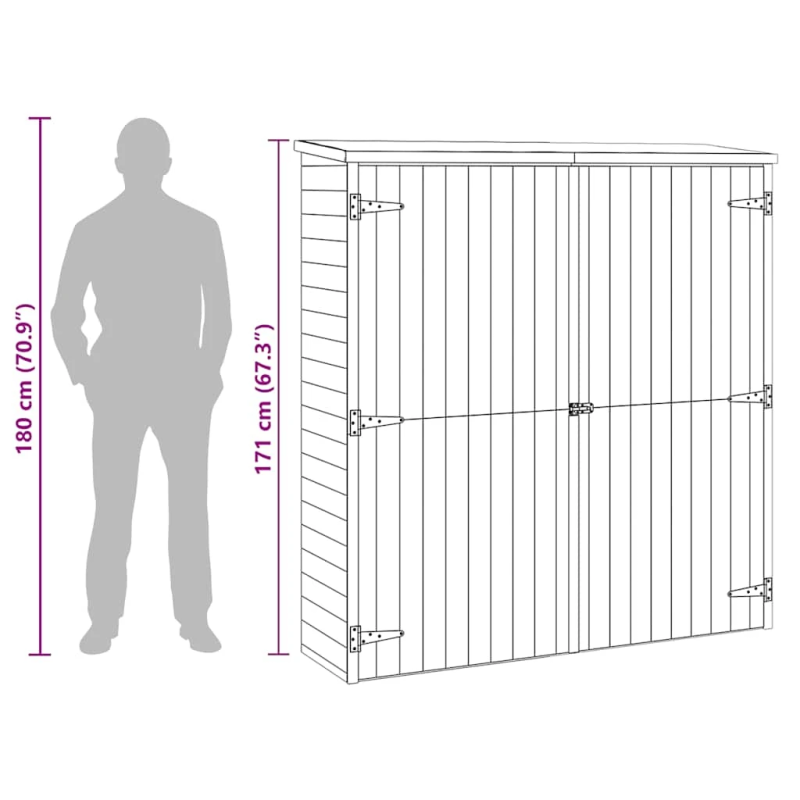 vidaXL dārza instrumentu šķūnis, 163x50x171 cm, priedes masīvkoks