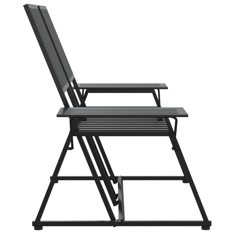 vidaXL divvietīgs dārza sols, 165 cm, melns, tērauds