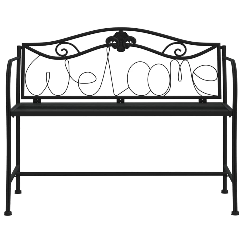 vidaXL divvietīgs dārza sols, 104 cm, melns, tērauds