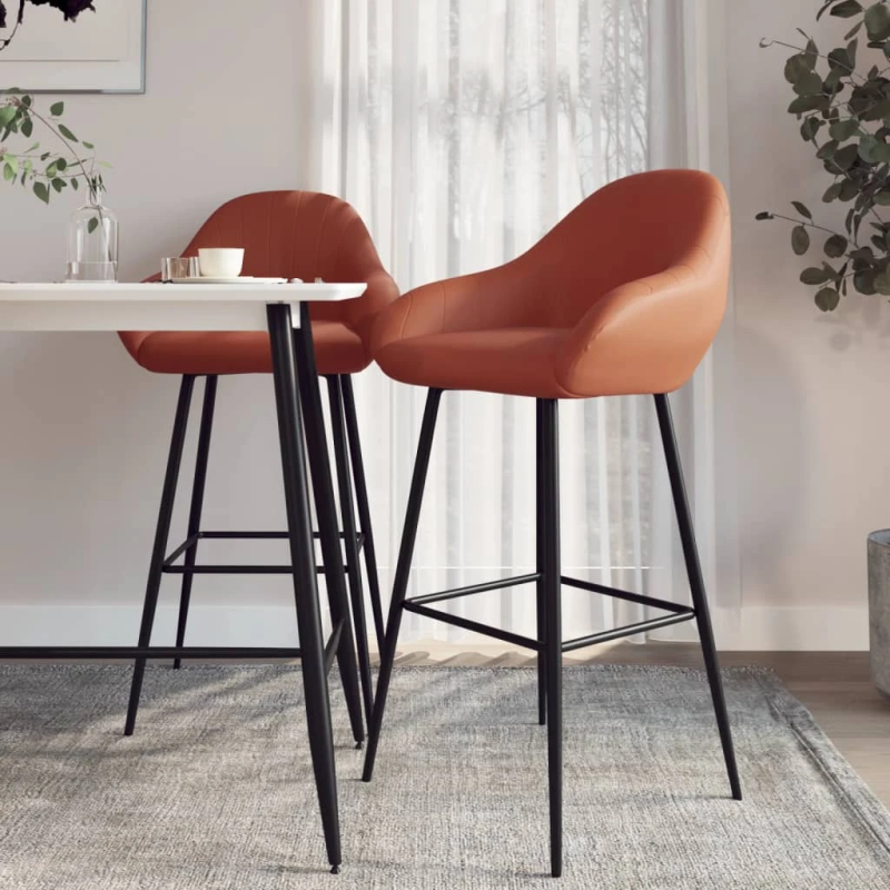 vidaXL bāra krēsli, 2 gab., gaiši brūna mākslīgā āda