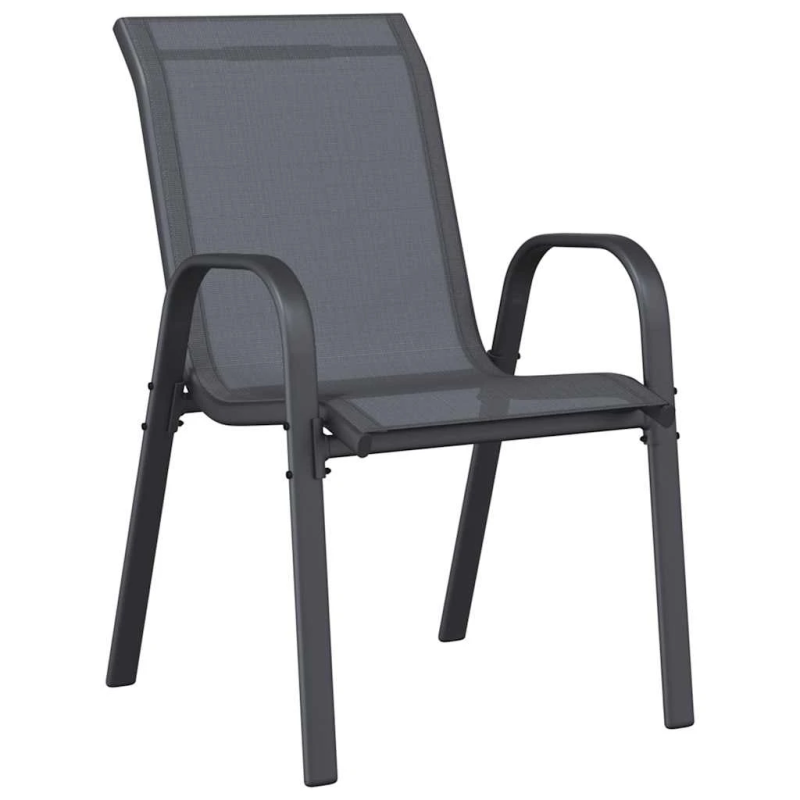 vidaXL dārza krēsli, 6 gab., tekstilēns, pelēki