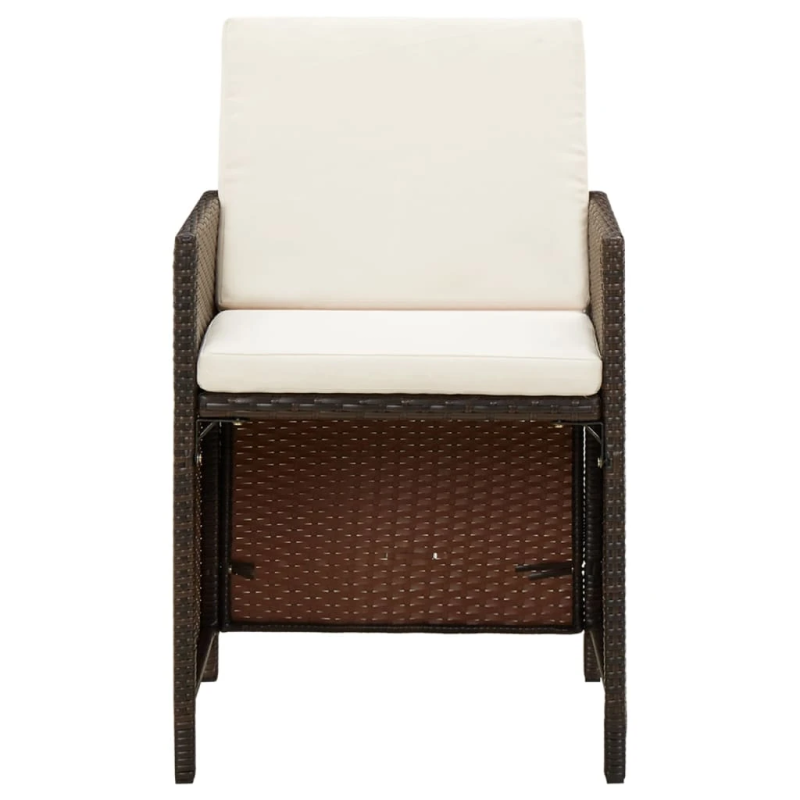 vidaXL 9-daļīgs dārza mēbeļu komplekts, matrači, brūna PE rotangpalma