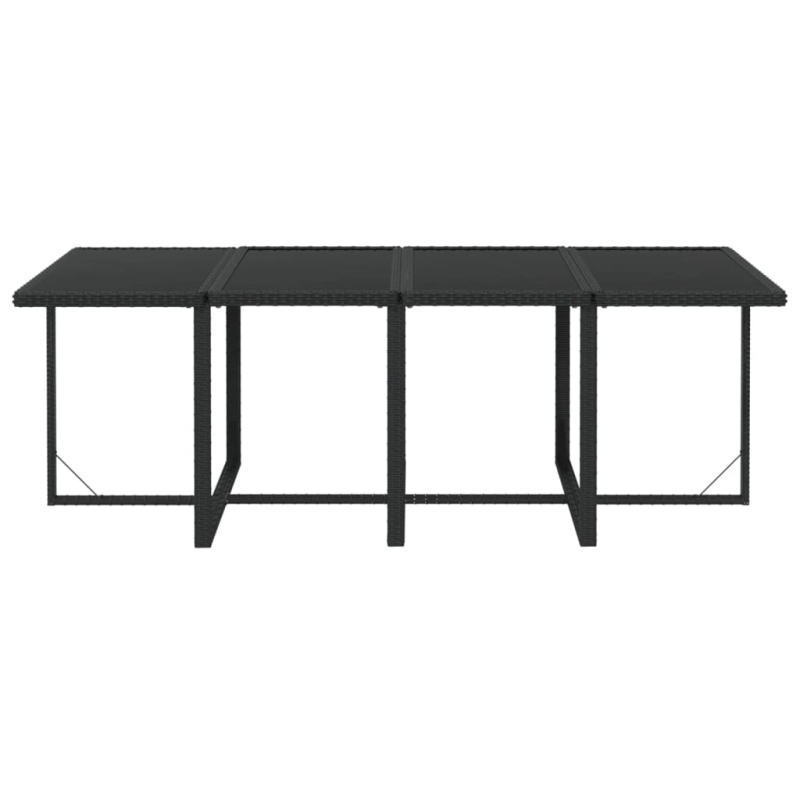 vidaXL 9-daļīgs dārza mēbeļu komplekts, matrači, melns, PE rotangpalma