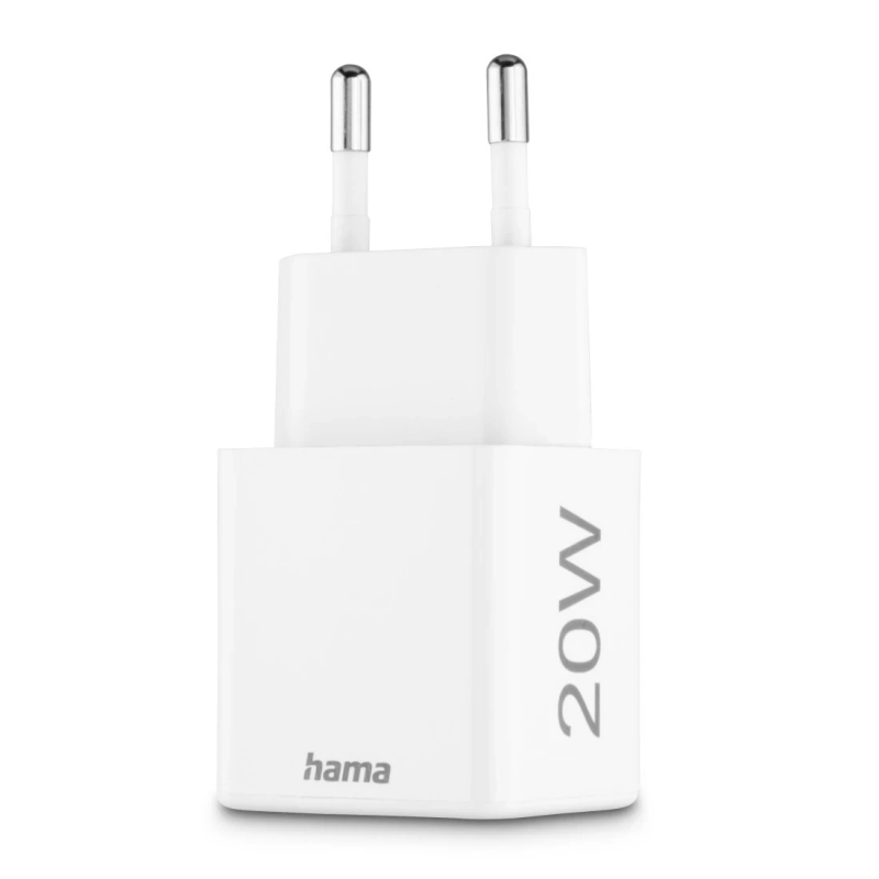 Hama 00201991 Fast Charger 1x USB-C 1x USB-A, Mini Charger, PD, 20W, White