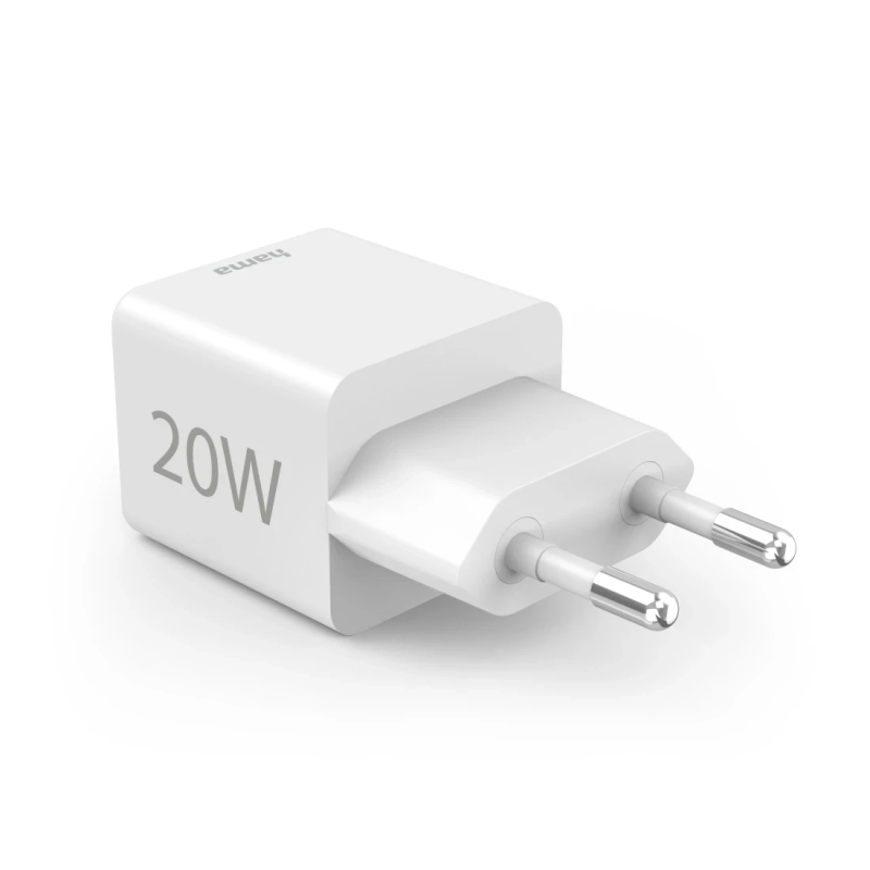 Hama 00201991 Fast Charger 1x USB-C 1x USB-A, Mini Charger, PD, 20W, White