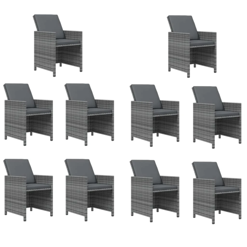 vidaXL 15-daļīgs dārza mēbeļu komplekts ar matračiem, PE rotangpalma