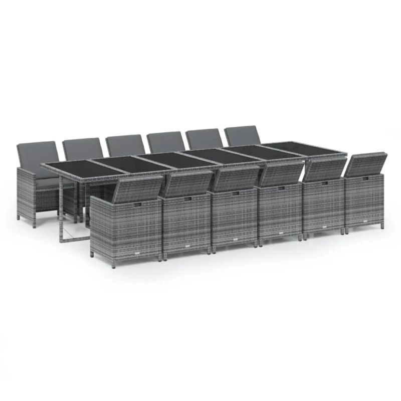 vidaXL 13-daļīgs dārza mēbeļu komplekts ar matračiem, PE rotangpalma