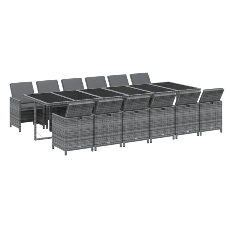 vidaXL 13-daļīgs dārza mēbeļu komplekts ar matračiem, PE rotangpalma