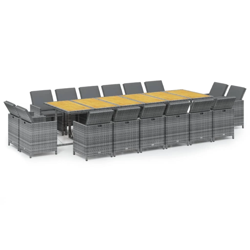 vidaXL 17-daļīgs dārza mēbeļu komplekts ar matračiem, PE rotangpalma