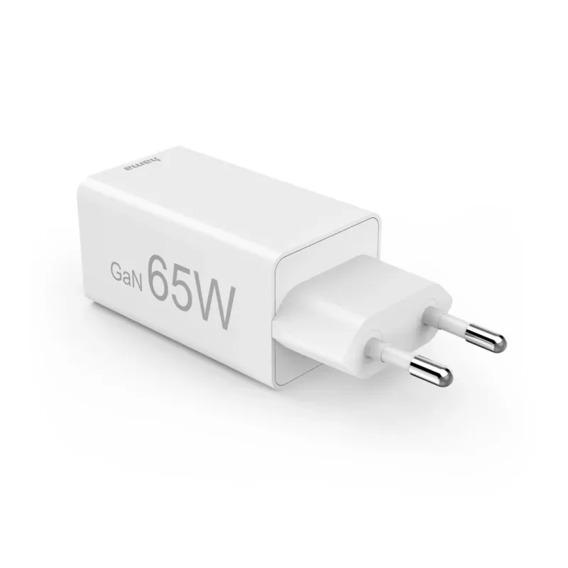Hama 00201996 Fast Charger GaN, 2x USB-C, 1x USB-A, Mini Charger, PD, 65W, White
