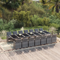 vidaXL 15-daļīgs dārza mēbeļu komplekts ar matračiem, PE rotangpalma