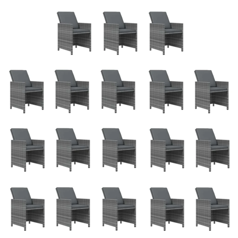 vidaXL 19-daļīgs dārza mēbeļu komplekts ar matračiem, PE rotangpalma