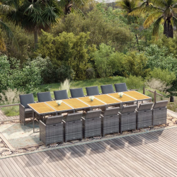 vidaXL 15-daļīgs dārza mēbeļu komplekts ar matračiem, PE rotangpalma