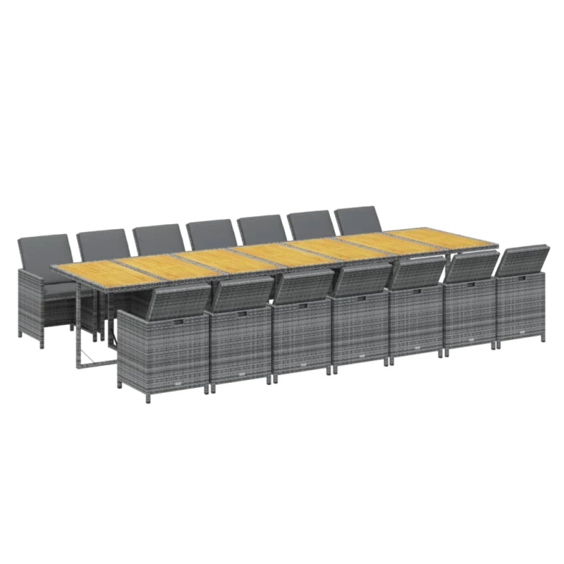 vidaXL 15-daļīgs dārza mēbeļu komplekts ar matračiem, PE rotangpalma