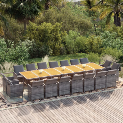 vidaXL 19-daļīgs dārza mēbeļu komplekts ar matračiem, PE rotangpalma