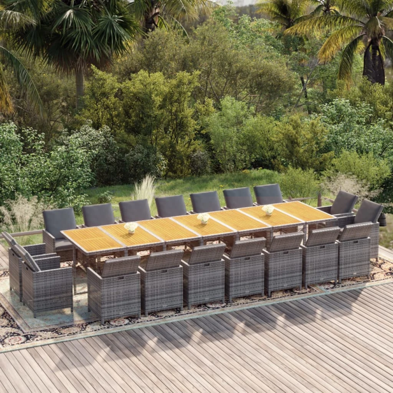 vidaXL 19-daļīgs dārza mēbeļu komplekts ar matračiem, PE rotangpalma