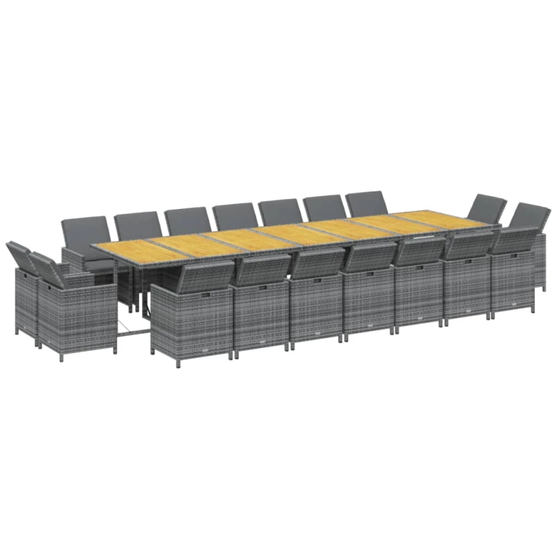 vidaXL 19-daļīgs dārza mēbeļu komplekts ar matračiem, PE rotangpalma