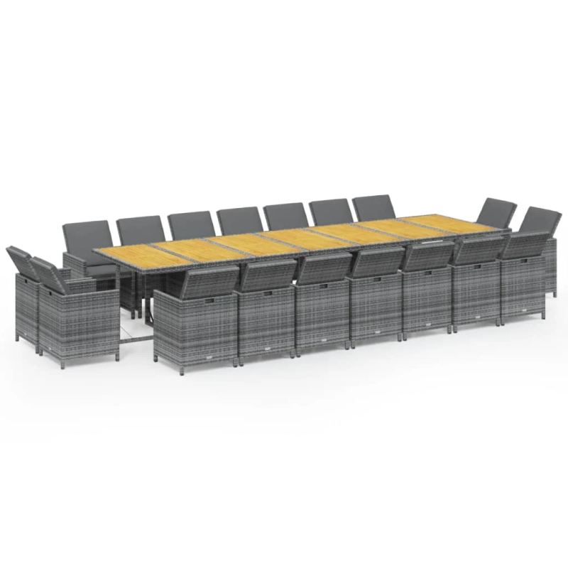 vidaXL 19-daļīgs dārza mēbeļu komplekts ar matračiem, PE rotangpalma