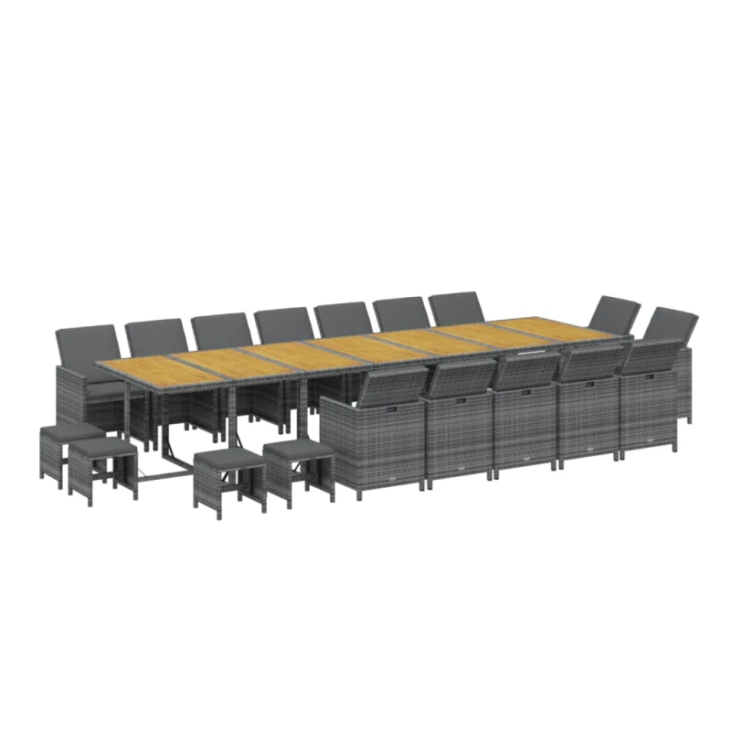 vidaXL 19-daļīgs dārza mēbeļu komplekts ar matračiem, PE rotangpalma