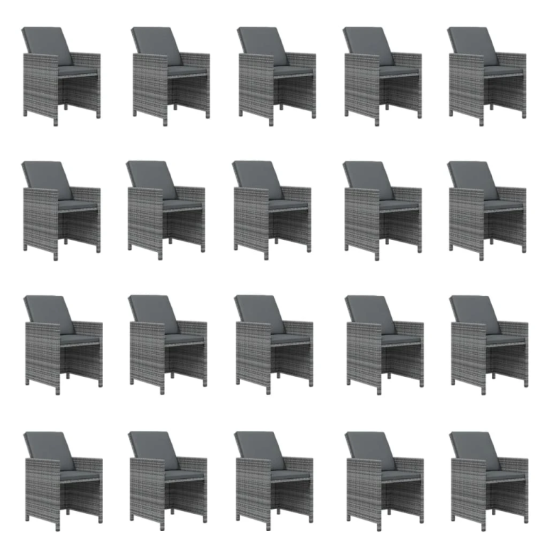 vidaXL 21-daļīgs dārza mēbeļu komplekts ar matračiem, PE rotangpalma