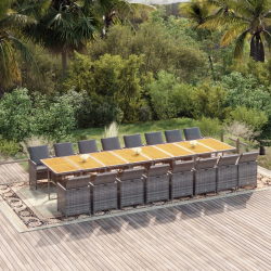 vidaXL 17-daļīgs dārza mēbeļu komplekts ar matračiem, pelēks PE