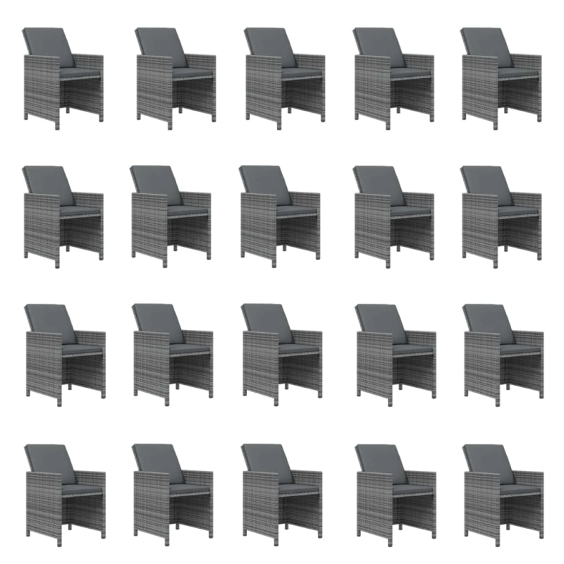 vidaXL 21-daļīgs dārza mēbeļu komplekts ar matračiem, PE rotangpalma