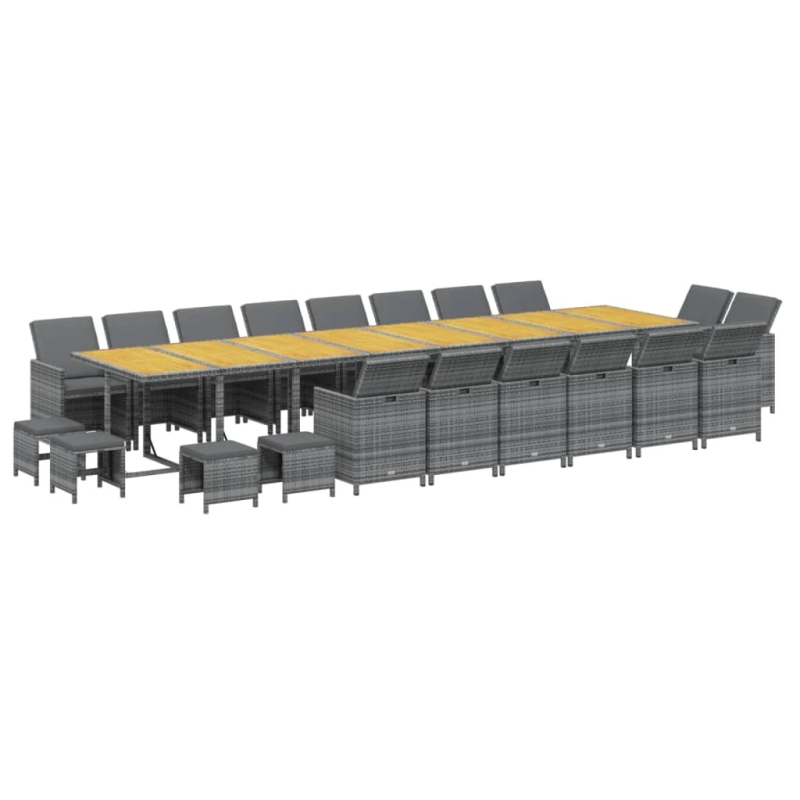 vidaXL 21-daļīgs dārza mēbeļu komplekts ar matračiem, PE rotangpalma