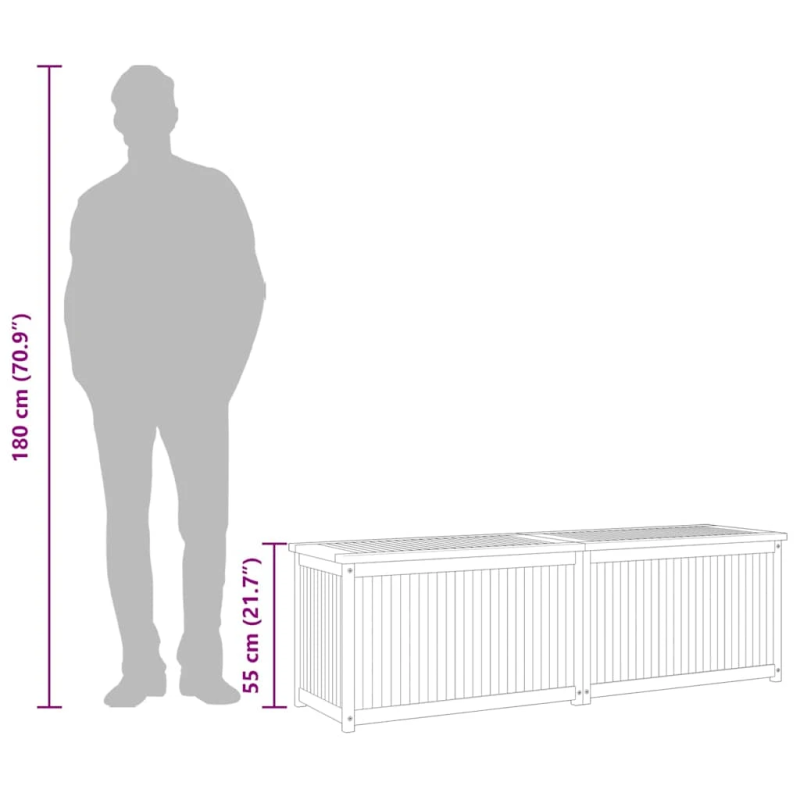 vidaXL dārza uzglabāšanas kaste, 175x50x55 cm, masīvs tīkkoks