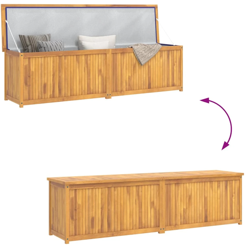 vidaXL dārza uzglabāšanas kaste, 200x50x55 cm, masīvs tīkkoks