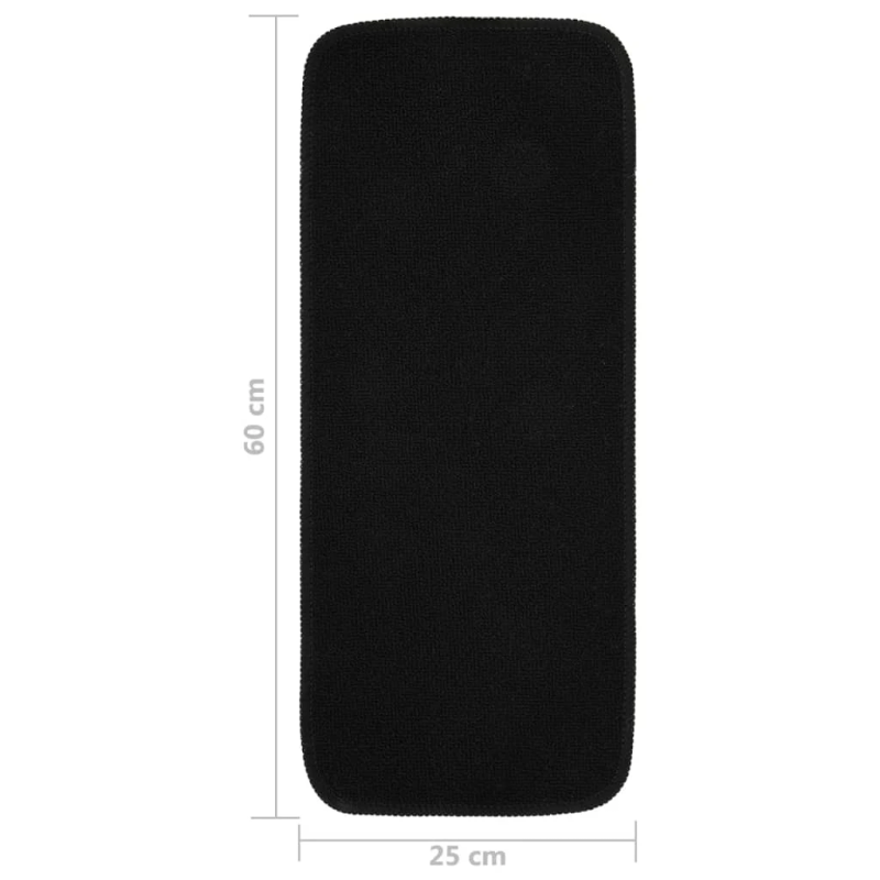 vidaXL kāpņu paklāji, neslīdoši, 15 gab., 60x25 cm, melni, taisnstūra