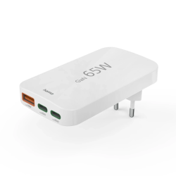 Hama 00201976 Flat Charger 220V With 2xUSB-C-USB-A 65W White