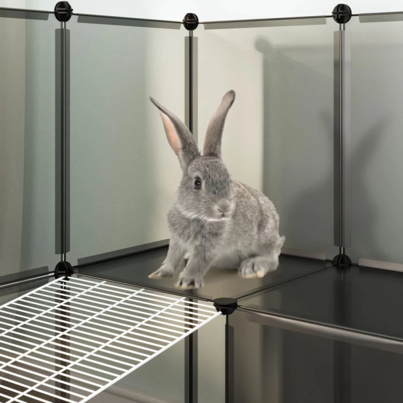 vidaXL mazu mājdzīvnieku sētiņa, melna, 143x107x93 cm, PP un tērauds