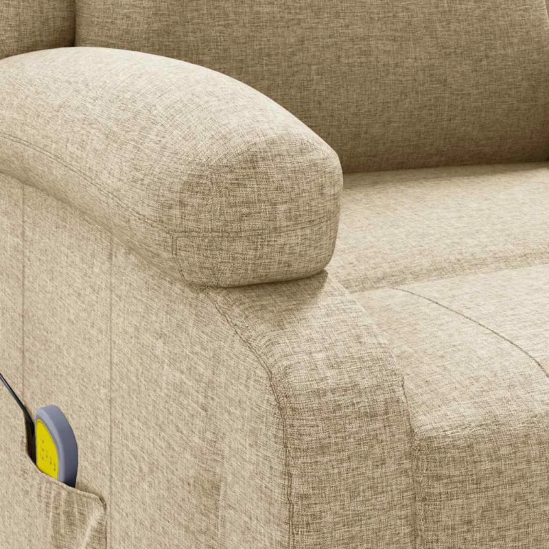 vidaXL masāžas krēsls, krēmkrāsas audums