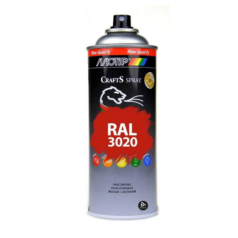 aerosols Crafts RAL 3020 Sarkans 400ml, Motip