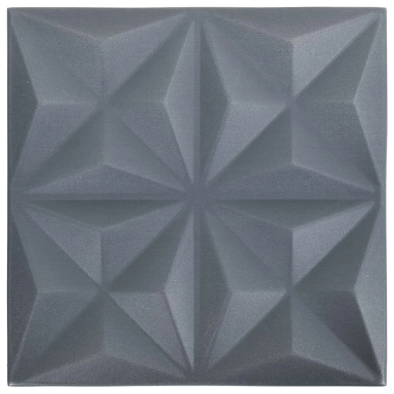 vidaXL 3D sienas paneļi, 24 gab., 50x50 cm, pelēks origami, 6 m²