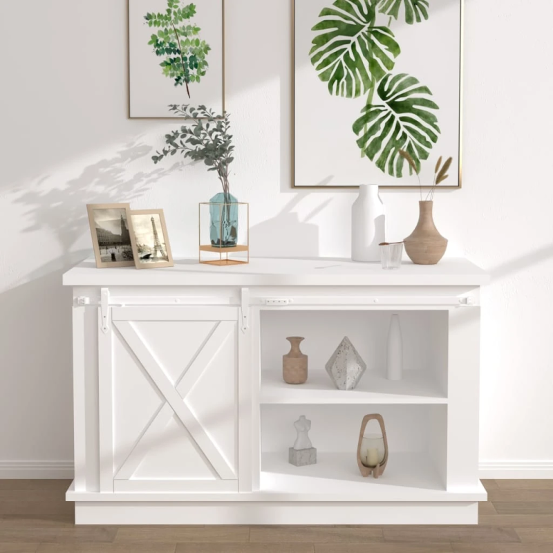 vidaXL bīdāmo skapja durvju komplekts, oglekļa tērauds, 122 cm, balts