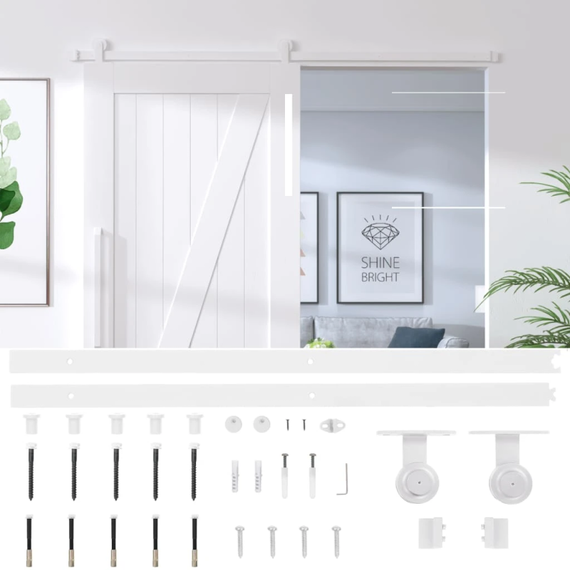 vidaXL bīdāmo durvju sistēma, 200 cm, balts tērauds