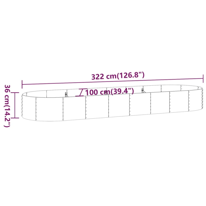 vidaXL augstā puķu kaste, 322x100x36 cm, cinkots tērauds, brūna