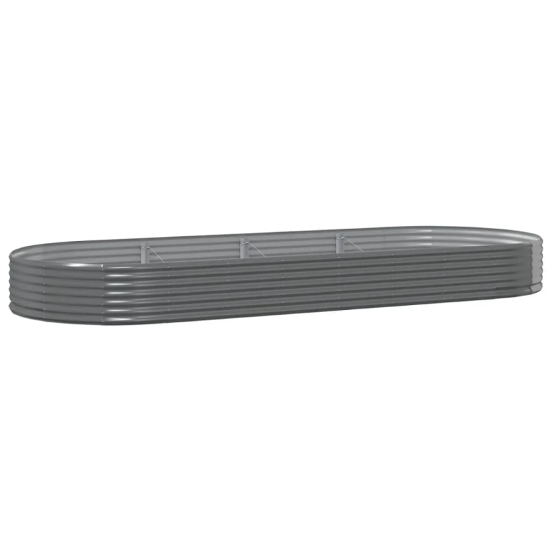 vidaXL augstā puķu kaste, 373x140x36 cm, cinkots tērauds, pelēka