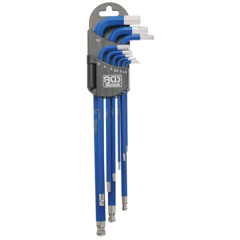 L-Type Wrench Set - extra long - internal Hexagon - internal Hexagon with Ball Head 1.5 - 10 mm - 9 pcs.