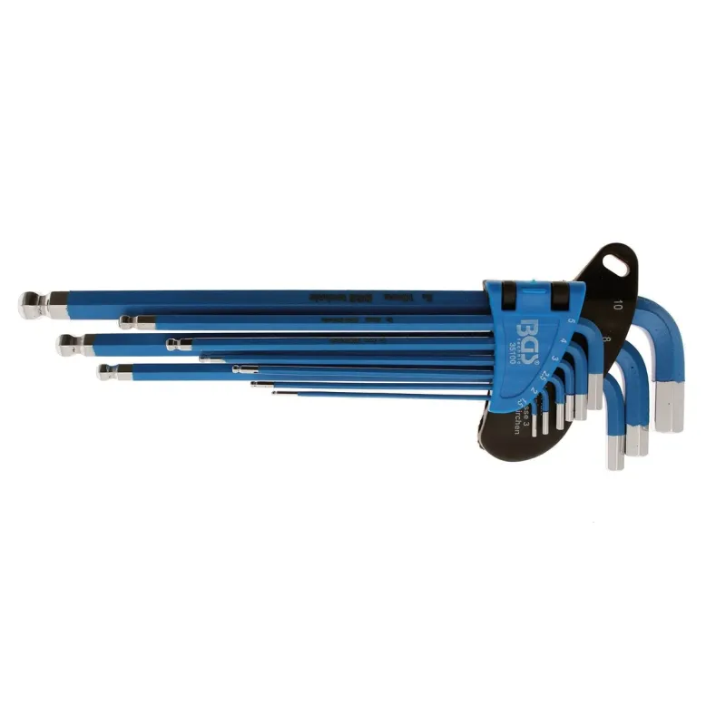 L-Type Wrench Set - extra long - internal Hexagon - internal Hexagon with Ball Head 1.5 - 10 mm - 9 pcs.