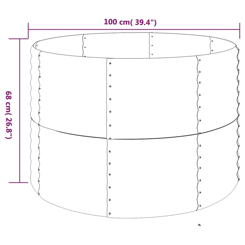 vidaXL augstā puķu kaste, 100x100x68 cm, cinkots tērauds, brūna
