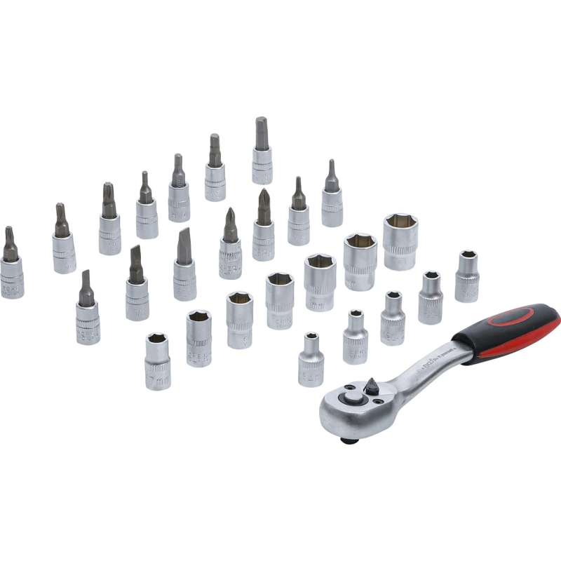 Muciņu komplekts -1-4" savienojums - 4 - 13 mm - 27 gab.