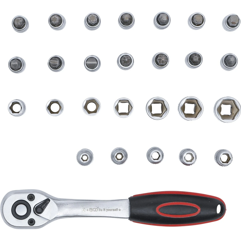 Muciņu komplekts -1-4" savienojums - 4 - 13 mm - 27 gab.